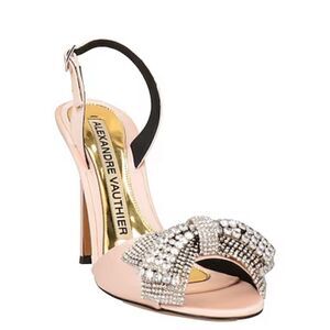 Revolve ALEXANDRE VAUTHIER Pink Satin Crystal Embellished Bow Slingback Heels